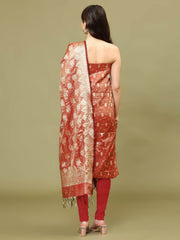 Woven Chanderi Unstitched Suit With Dupatta