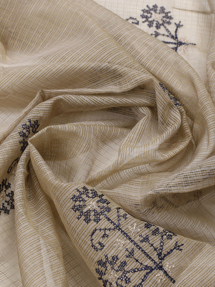 Neck Embroidered Cotton Blend Unstitched Suit With Dupatta