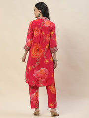 Floral Printed Crepe Kurta With Pants