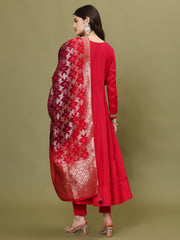 Neck Embroidery Handloom Kurta With Pants & Dupatta