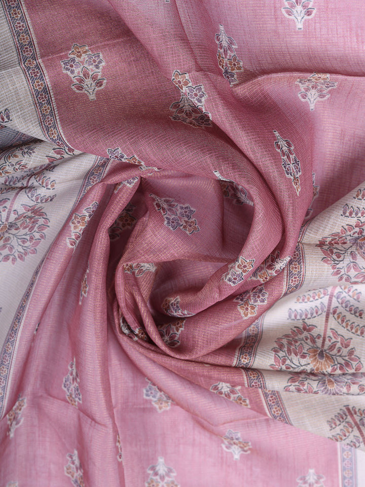 Embroidered Tissue Unstitched Suit With Pant &amp; Dupatta