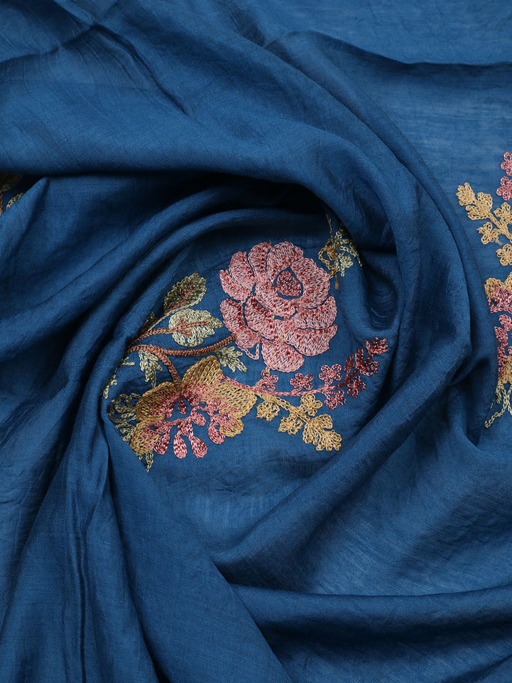 Embroidered Muslin Unstitched Suit With Pant &amp; Dupatta