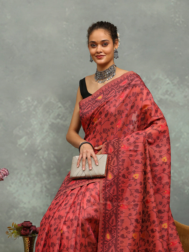 Resham Booti Woven Cotton Blend Saree