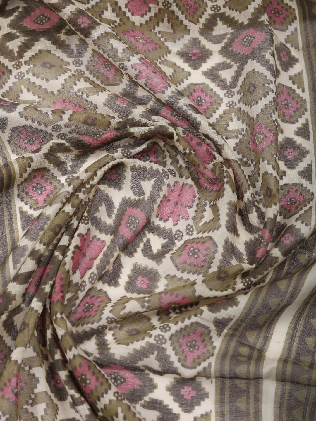Printed Cotton Blend Unstitched Suit With Pant &amp; Dupatta