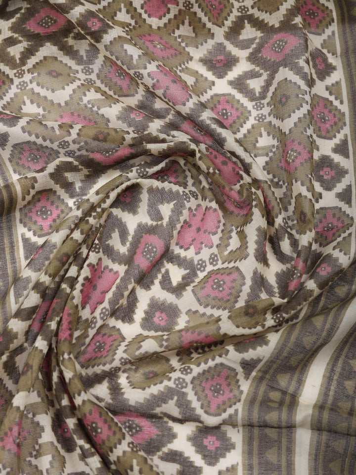 Printed Cotton Blend Unstitched Suit With Pant &amp; Dupatta