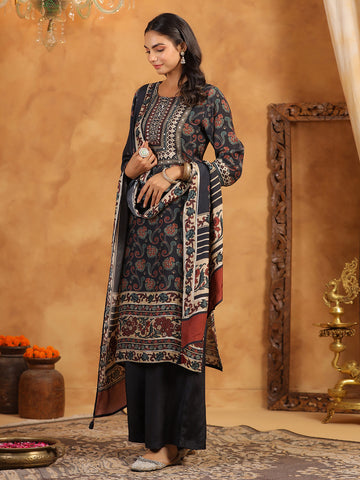 Printed Muslin Kurta With Pants & Dupatta