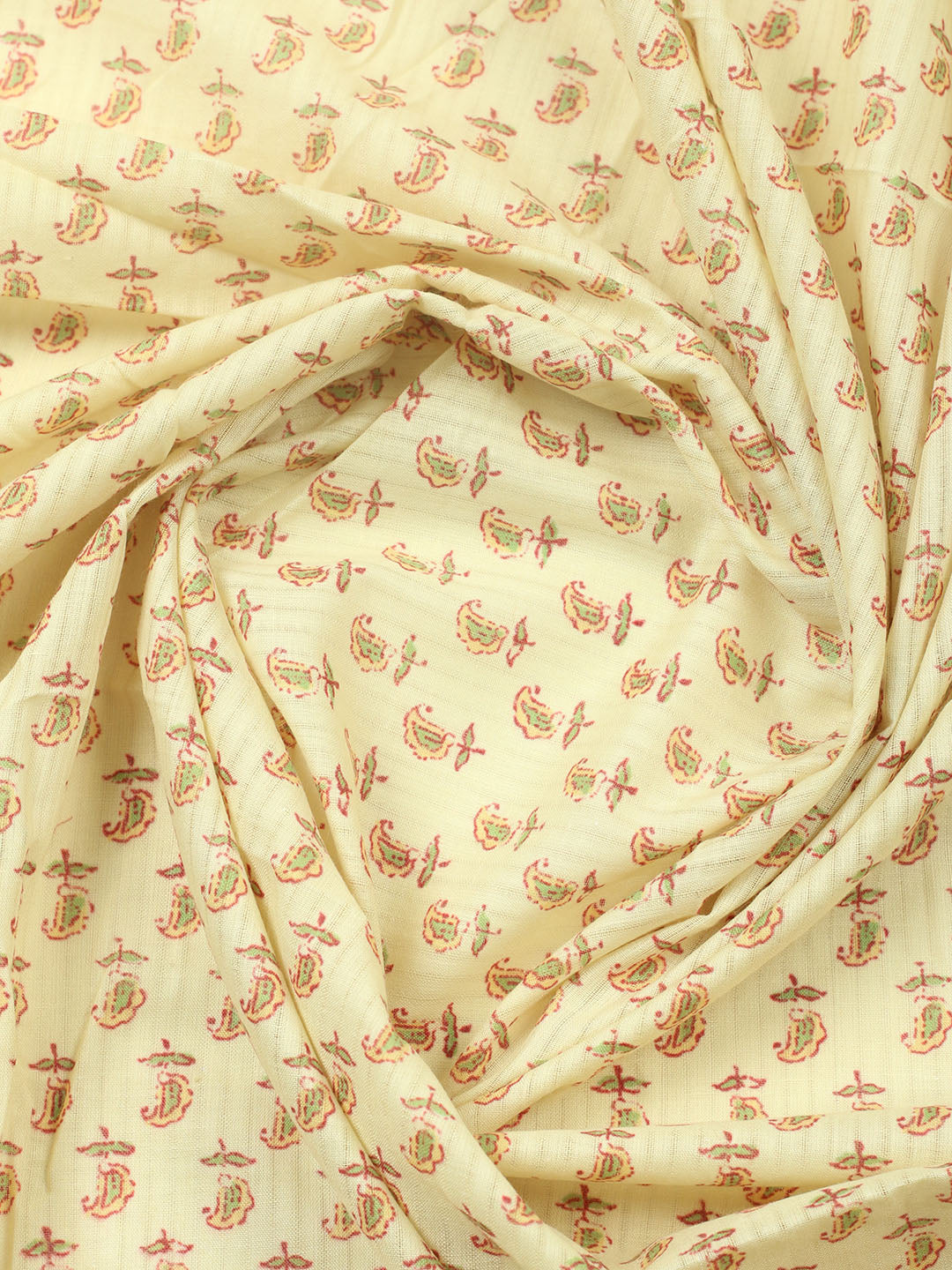 Printed Cotton Blend Unstitched Suit With Pant &amp; Dupatta