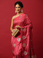 Woven Design Art Silk Onion Pink Saree