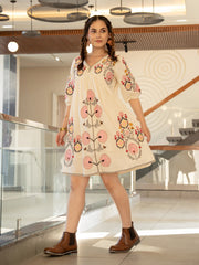 Resham Embroidered Cotton Blend Dress