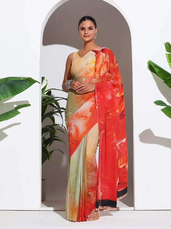 Floral Printed Georgette Saree