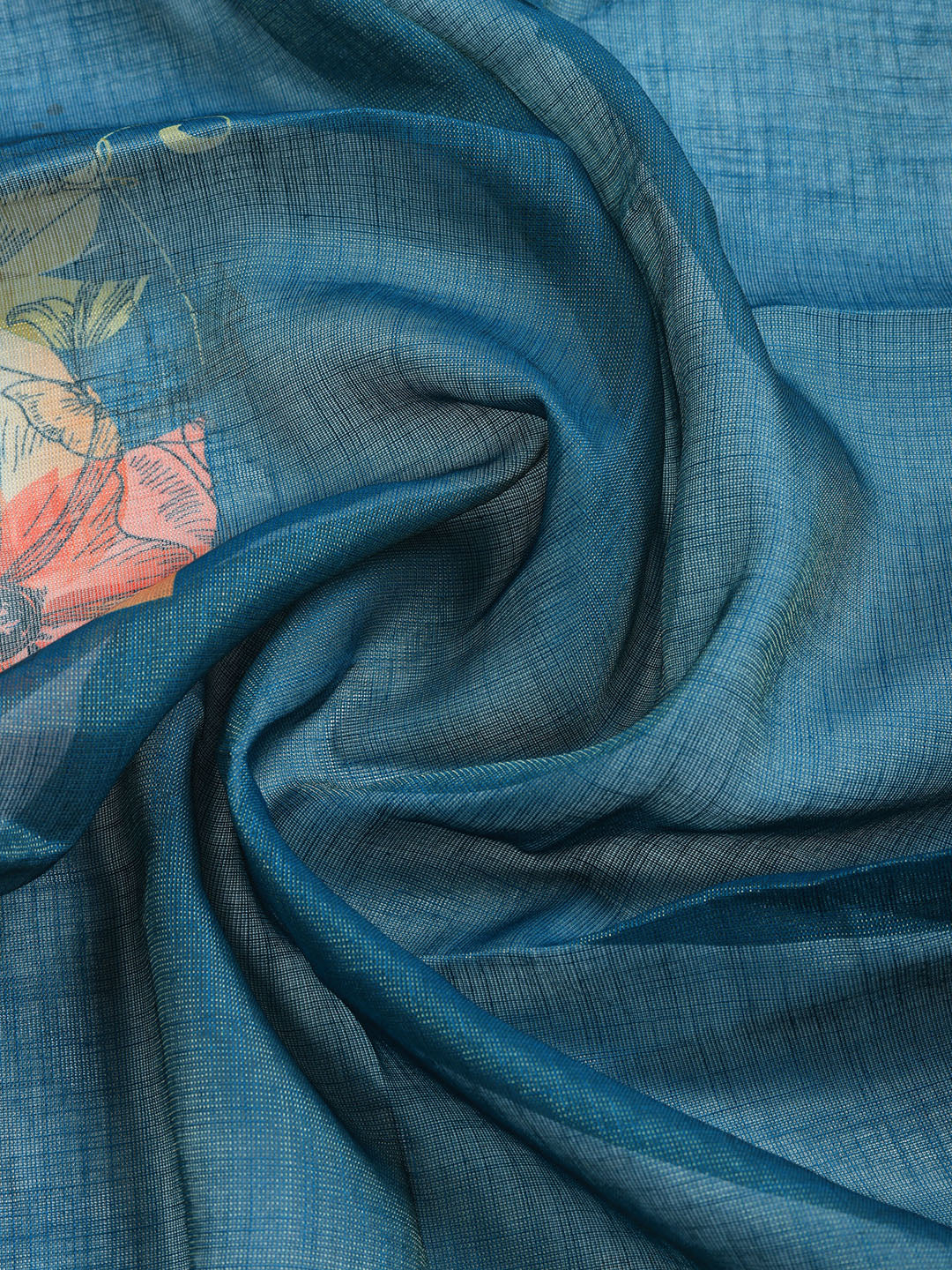 Printed Linen Blend Unstitched Suit With Pant &amp; Dupatta