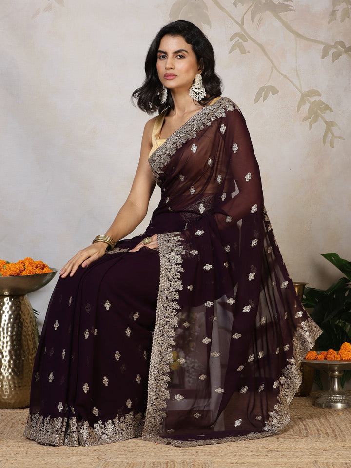 Zari Embroidered Georgette Saree