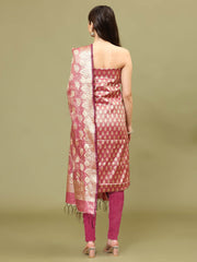 Woven Chanderi Unstitched Suit With Dupatta