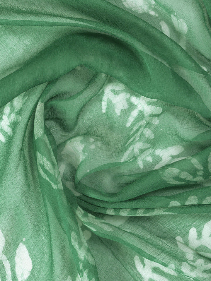 Green Printed Cotton Blend Unstitched Dress Material