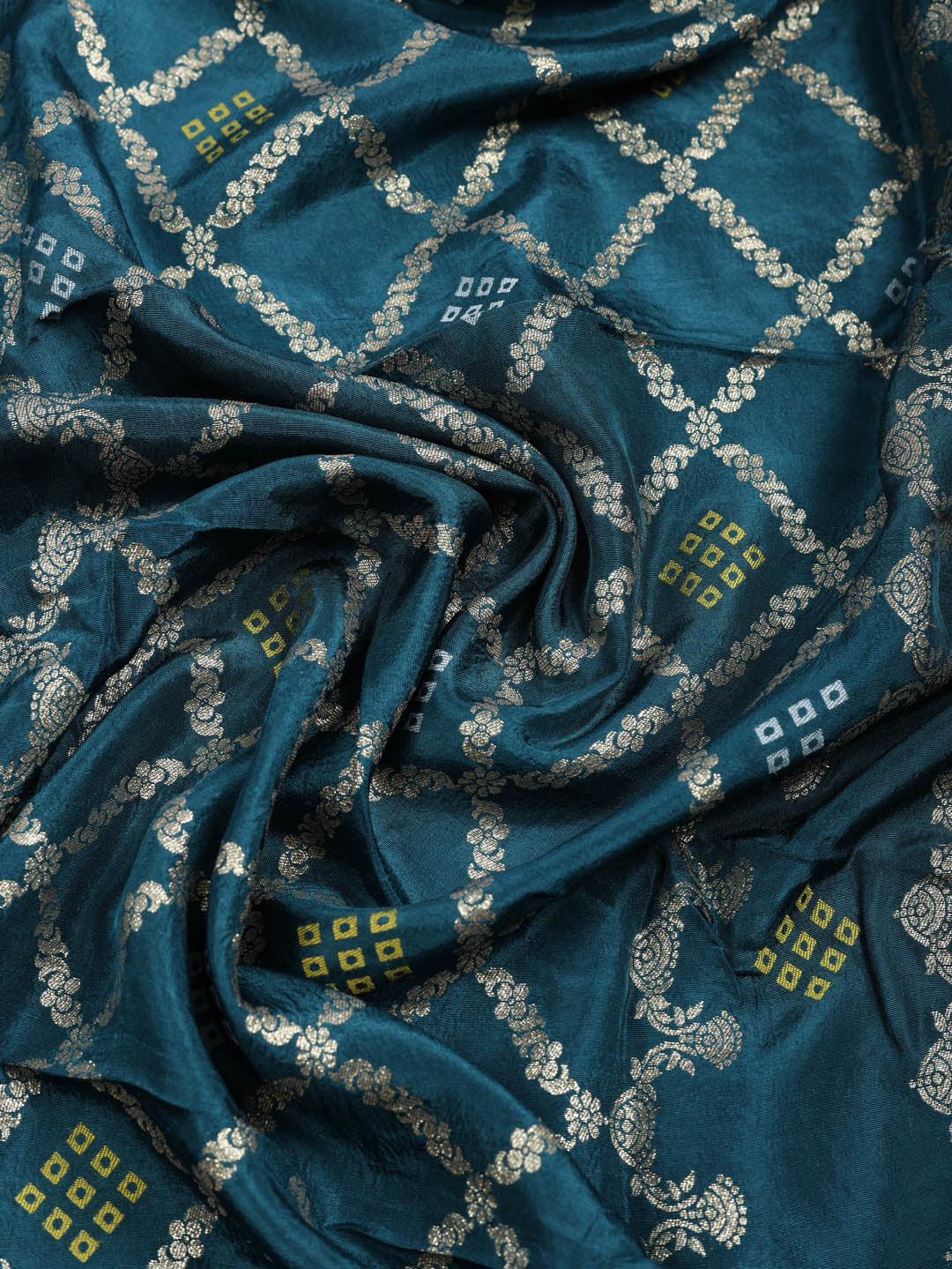 Embroidered Chanderi Unstitched Suit With Pant &amp; Dupatta