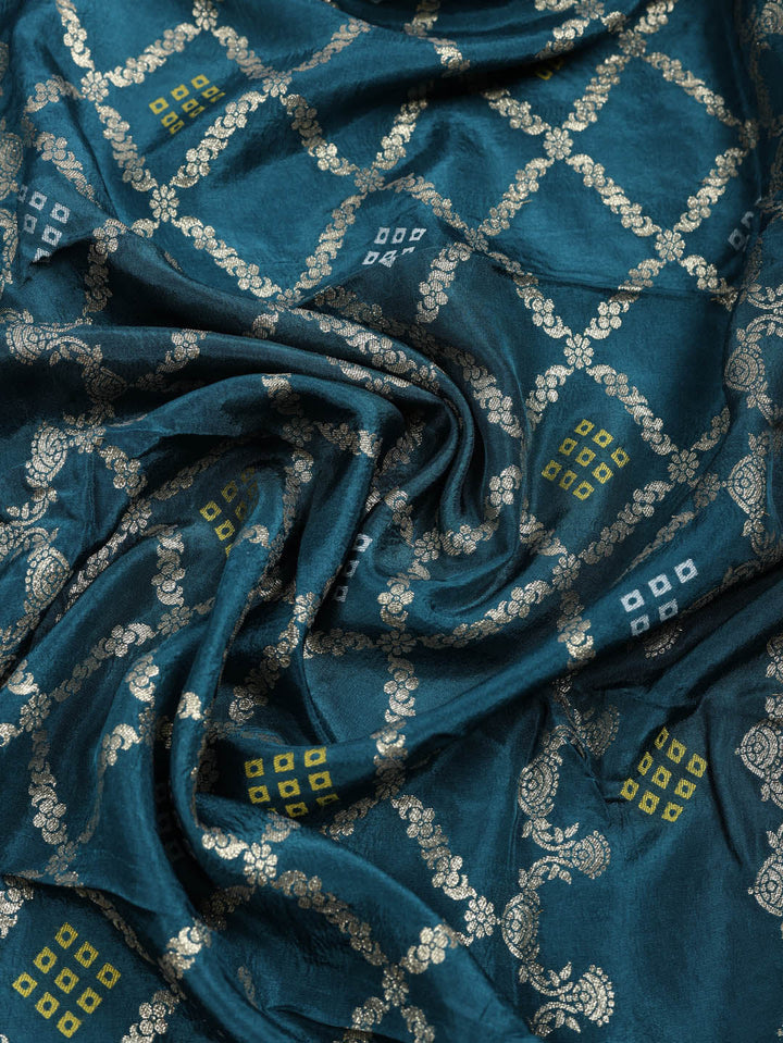 Embroidered Chanderi Unstitched Suit With Pant &amp; Dupatta