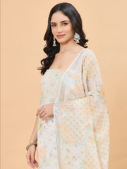 Neck Embroidered Linen Unstitched Suit With Dupatta