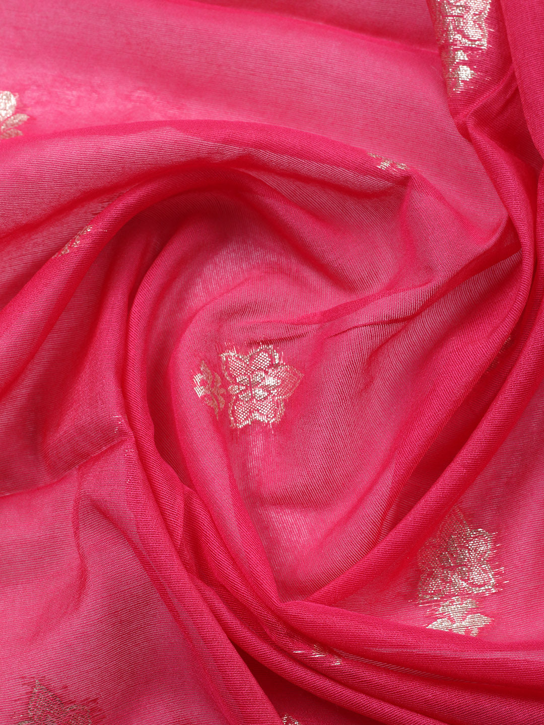 Embroidered Chanderi Unstitched Suit With Pant &amp; Dupatta