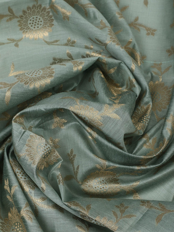 Woven Design Chanderi Unstitched Suit With Pant &amp; Dupatta