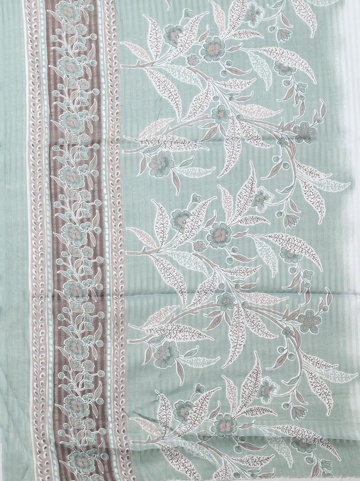 Printed Cotton Blend Unstitched Suit With Pant &amp; Dupatta