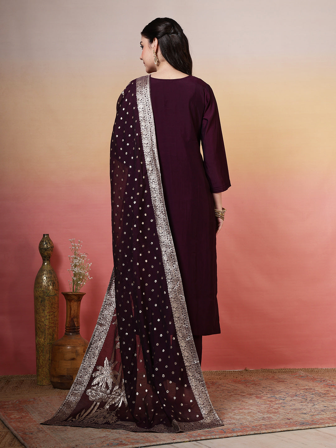 Embroidered Muslin Kurta With Pant &amp; Dupatta