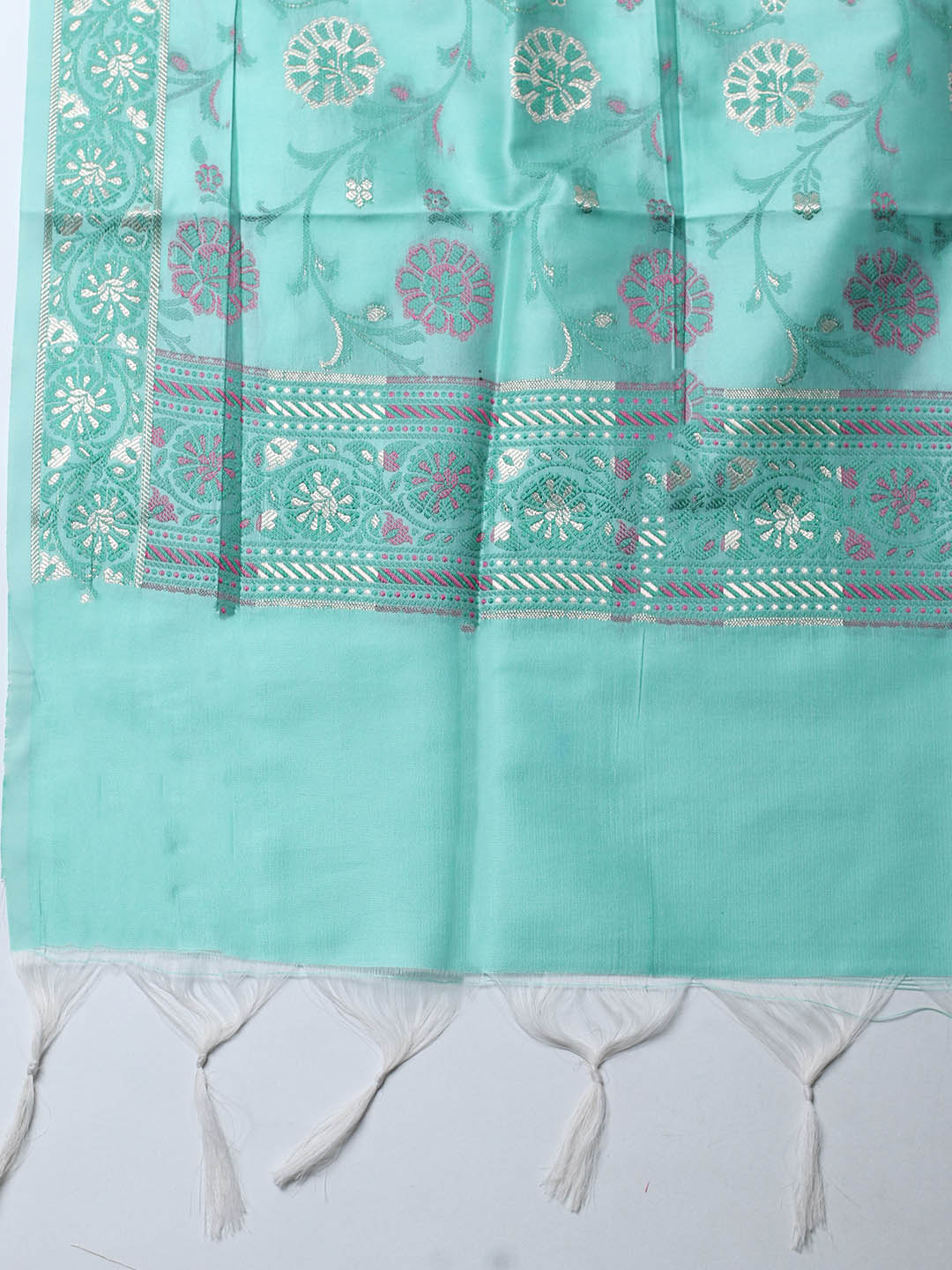 Banarasi Chanderi Unstitched Suit With Pant &amp; Dupatta