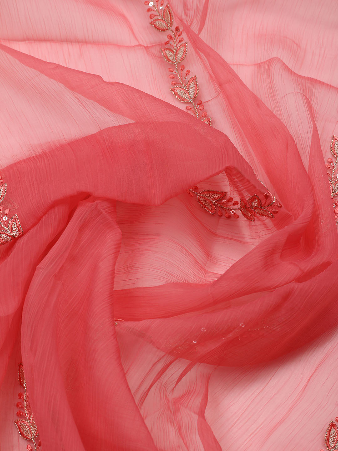 Embroidered Organza Unstitched Suit With Pant &amp; Dupatta