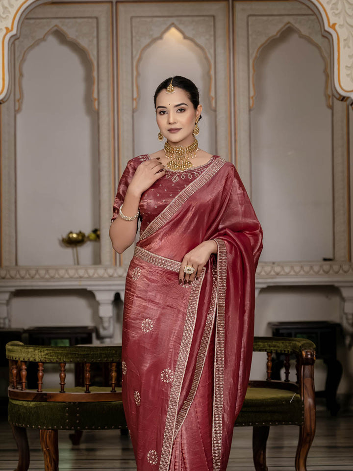 Sequence Embroidery Organza Saree
