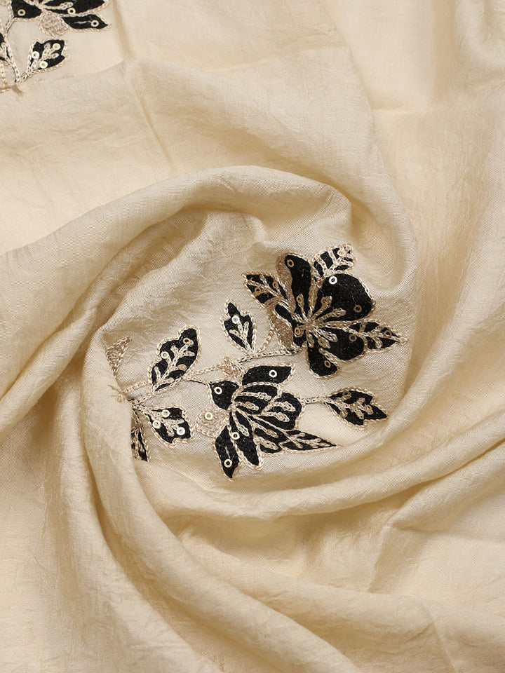 Embroidered Cotton Blend Unstitched Suit With Pant &amp; Dupatta