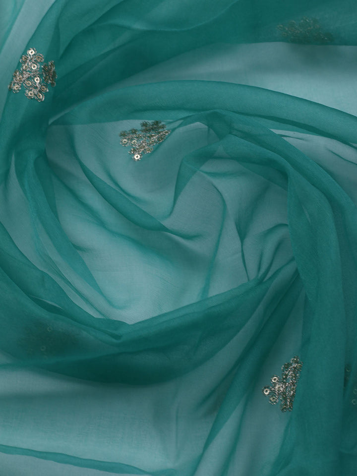 Neck Embroidered Organza Unstitched Suit With Dupatta