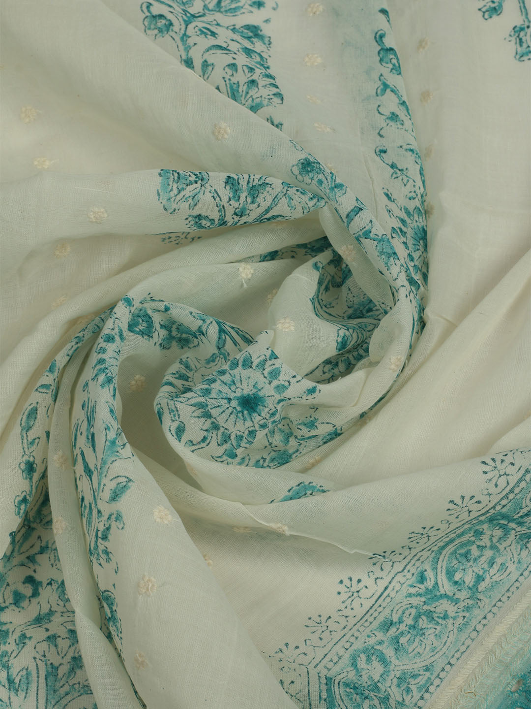 Printed Cotton Unstitched Suits Printed Suit With Pant &amp; Dupatta