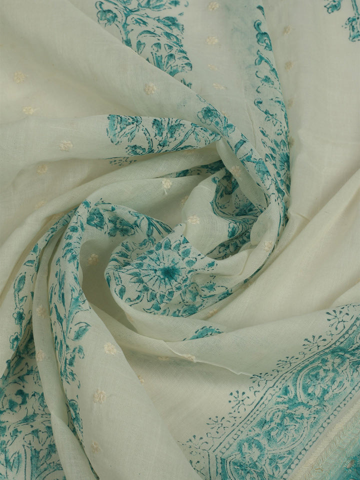 Printed Cotton Unstitched Suits Printed Suit With Pant &amp; Dupatta