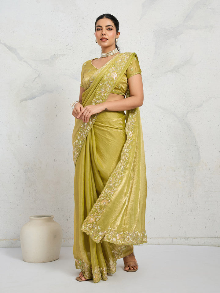 Embroidered Chiffon Saree