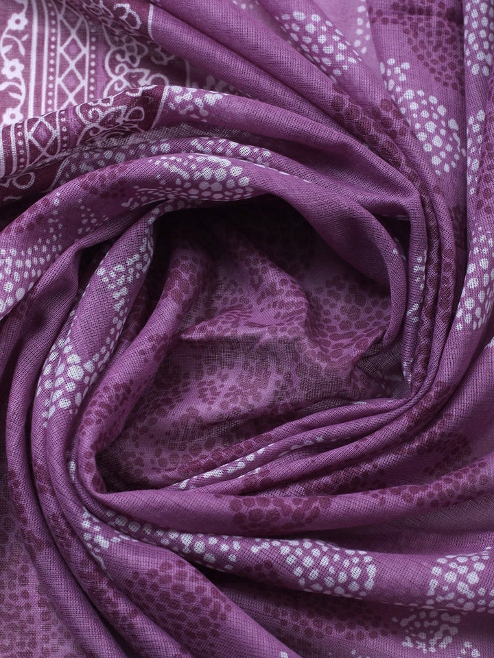 Printed Cotton Blend Unstitched Suit With Pant &amp; Dupatta