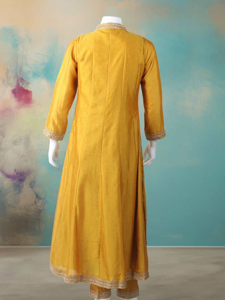 Embelished Art Silk Stitched Kurta With Pant &amp; Dupatta