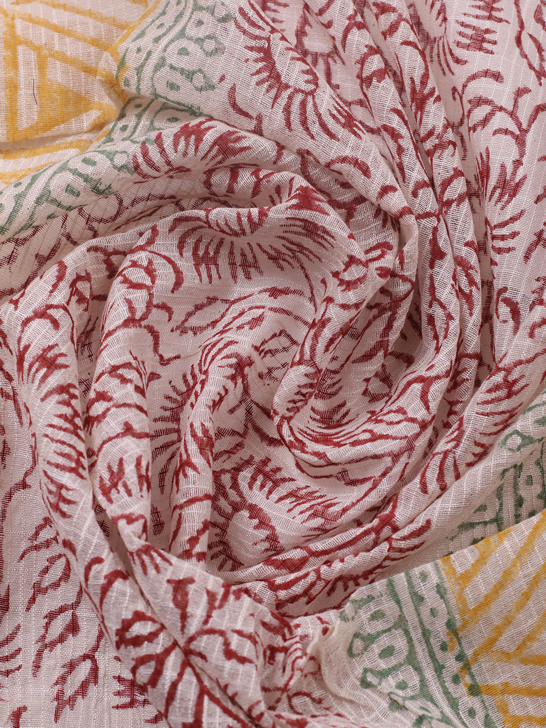 Printed Cotton Blend Unstitched Suit With Pant &amp; Dupatta