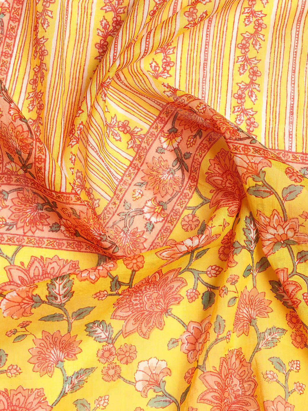 Printed Cotton Blend Unstitched Suit With Dupatta