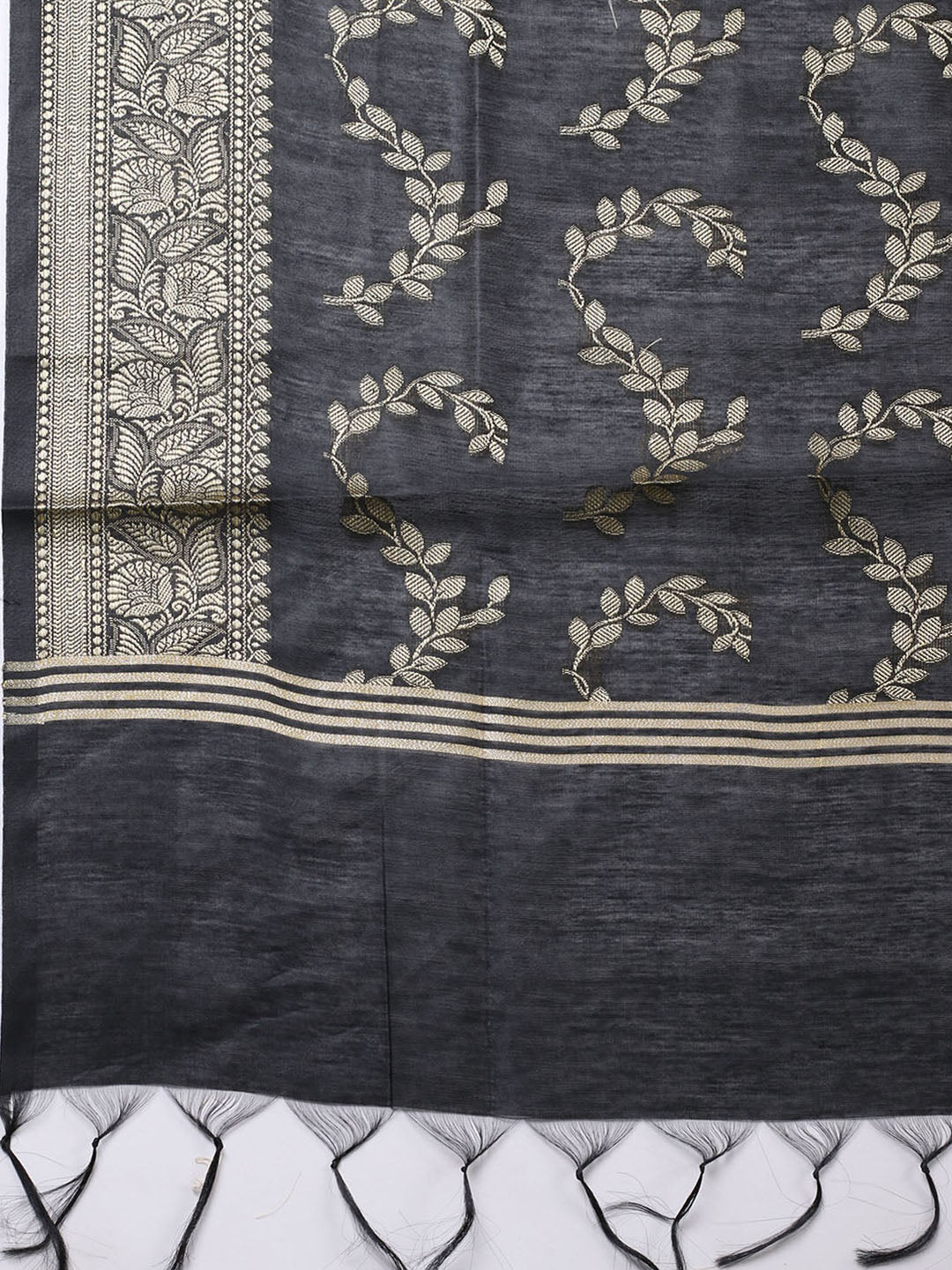 Banarasi Chanderi Unstitched Suit With Pant &amp; Dupatta