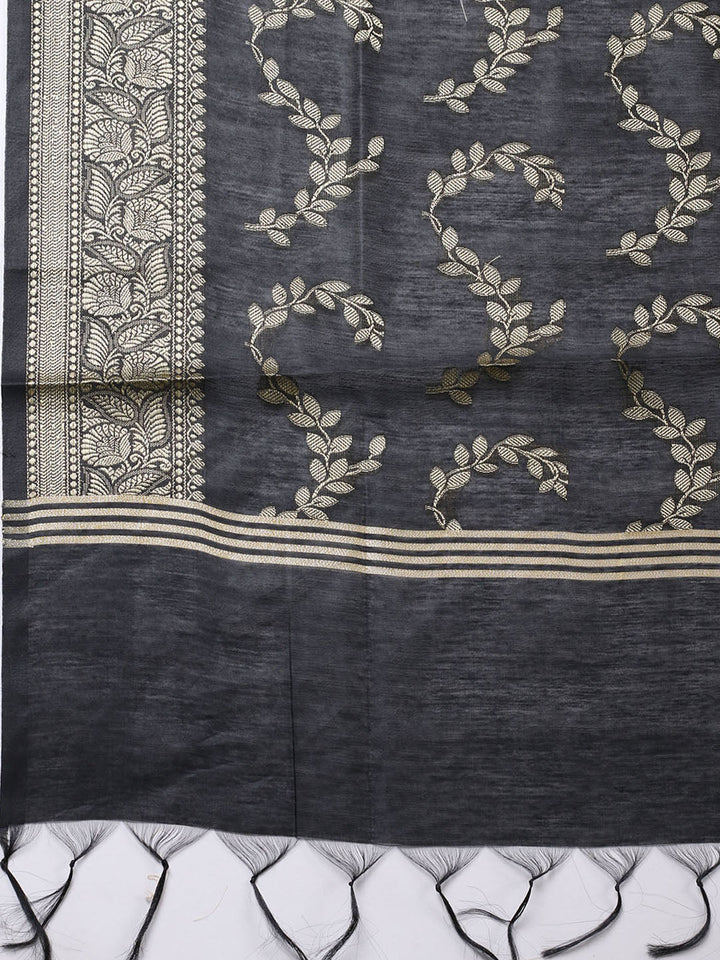 Banarasi Chanderi Unstitched Suit With Pant &amp; Dupatta