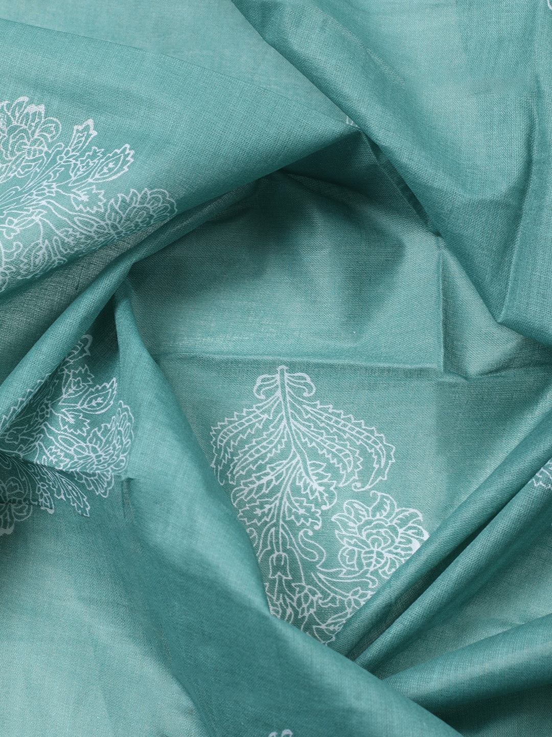 Printed Cotton Blend Unstitched Suit With Pant &amp; Dupatta