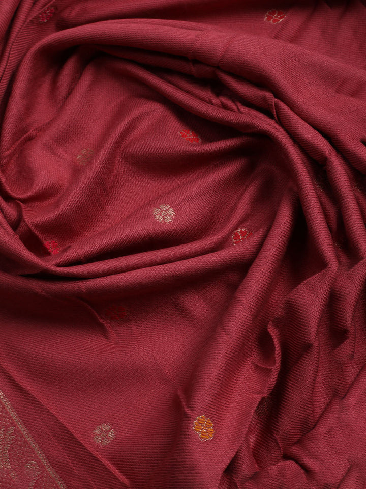 Pashmina Woven Design Unstitched Kurta With Pant &amp; Dupatta