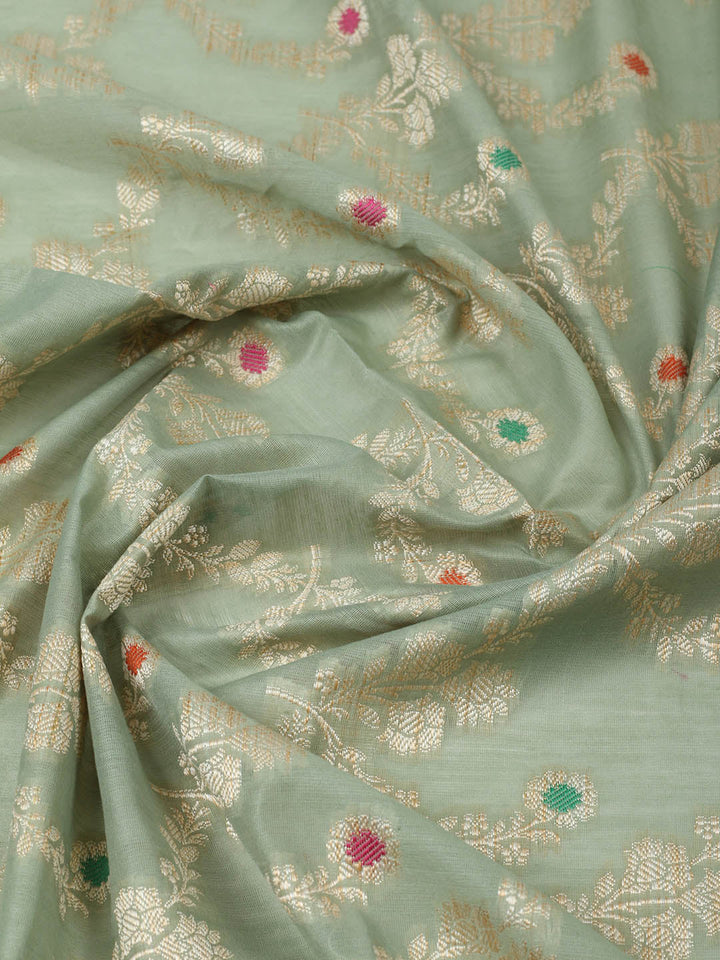 Woven Design Chanderi Unstitched Suit With Pant &amp; Dupatta