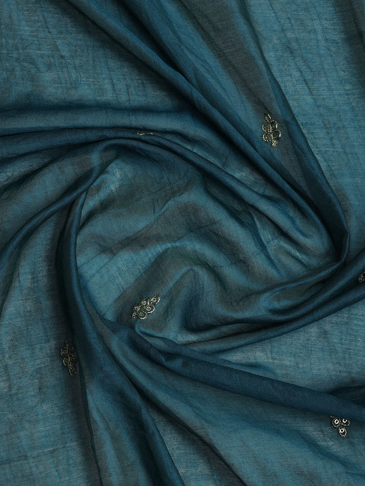 Neck Embroidered Cotton Blend Unstitched Suit With Dupatta