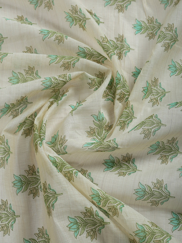 Printed, Chanderi Unstitched Suit With Pant &amp; Dupatta