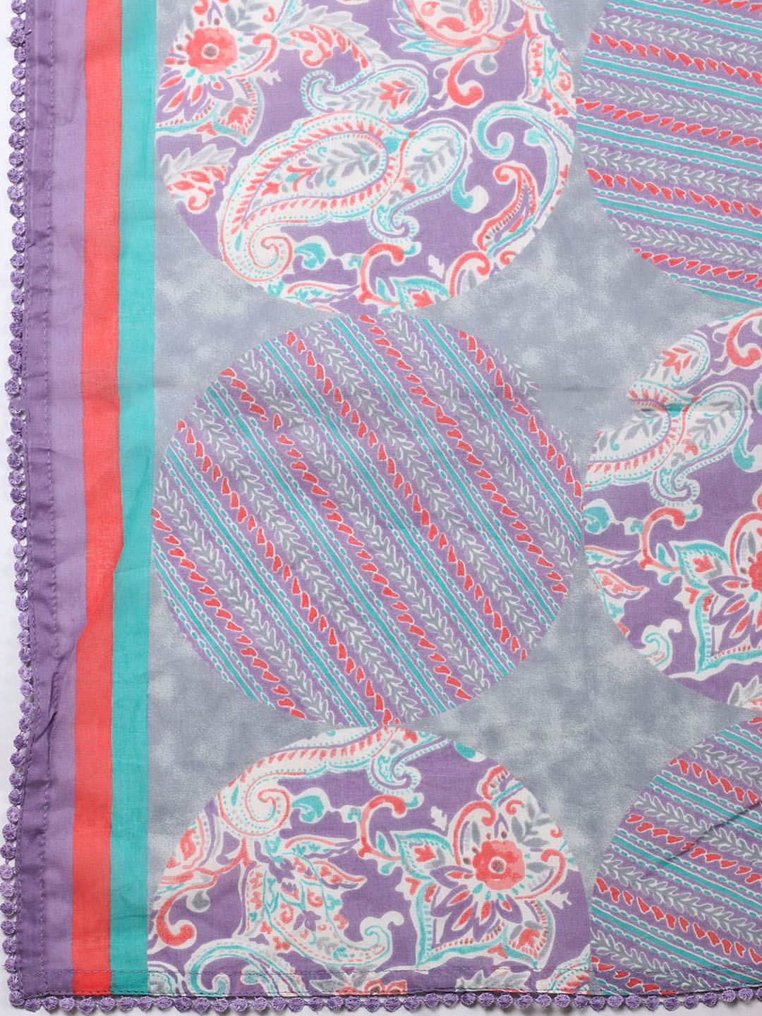 Embroidered Cotton Blend Unstitched Suit With Pant &amp; Dupatta