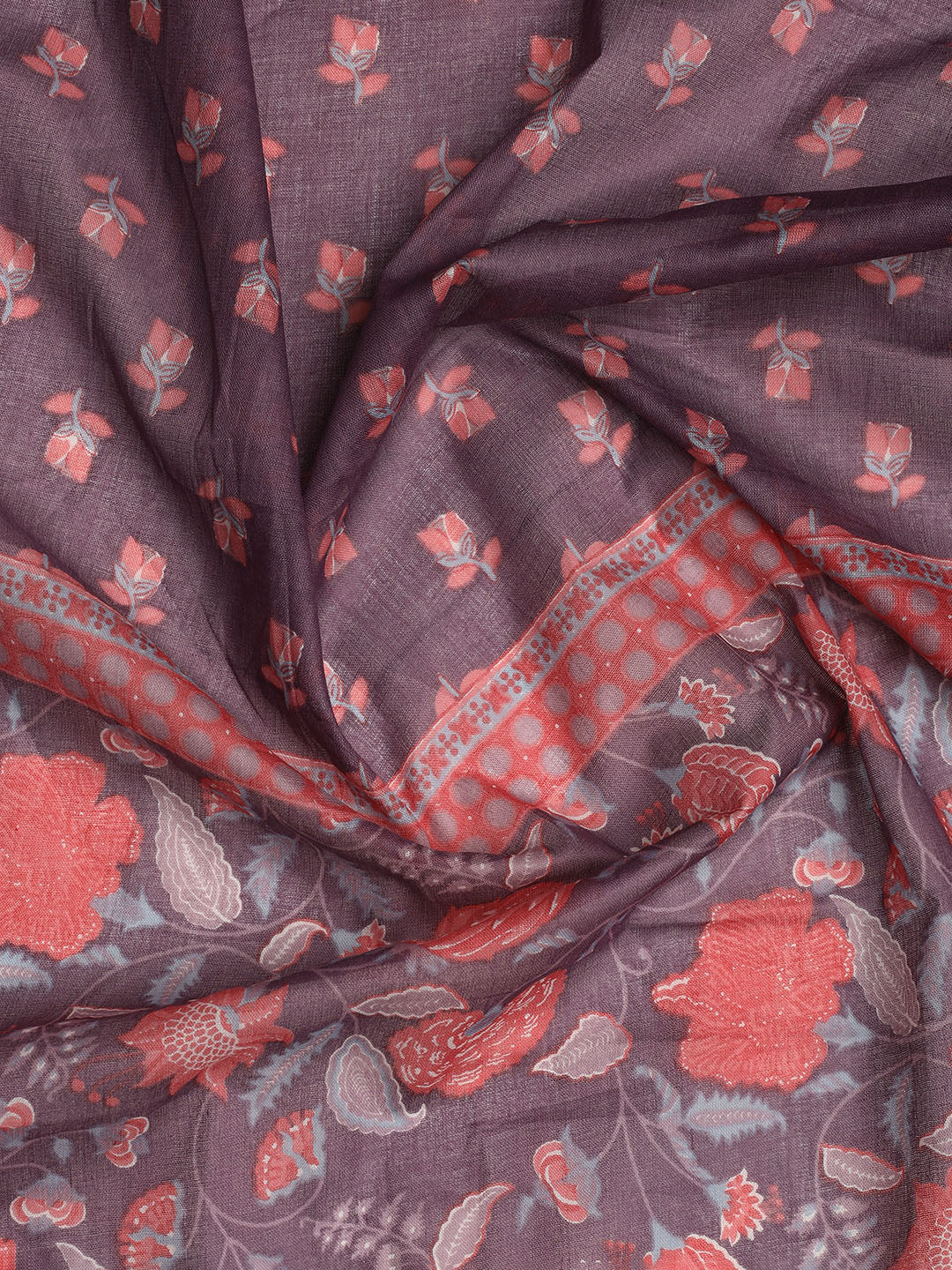 Printed Cotton Blend Unstitched Suit With Dupatta