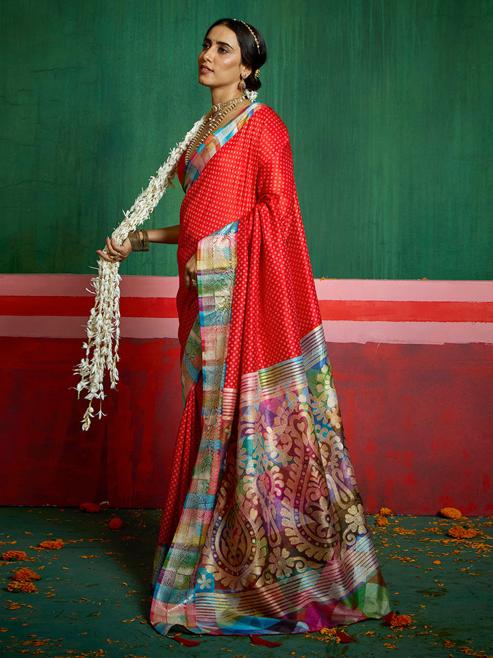 Bandhani Printed Art Silk Saree