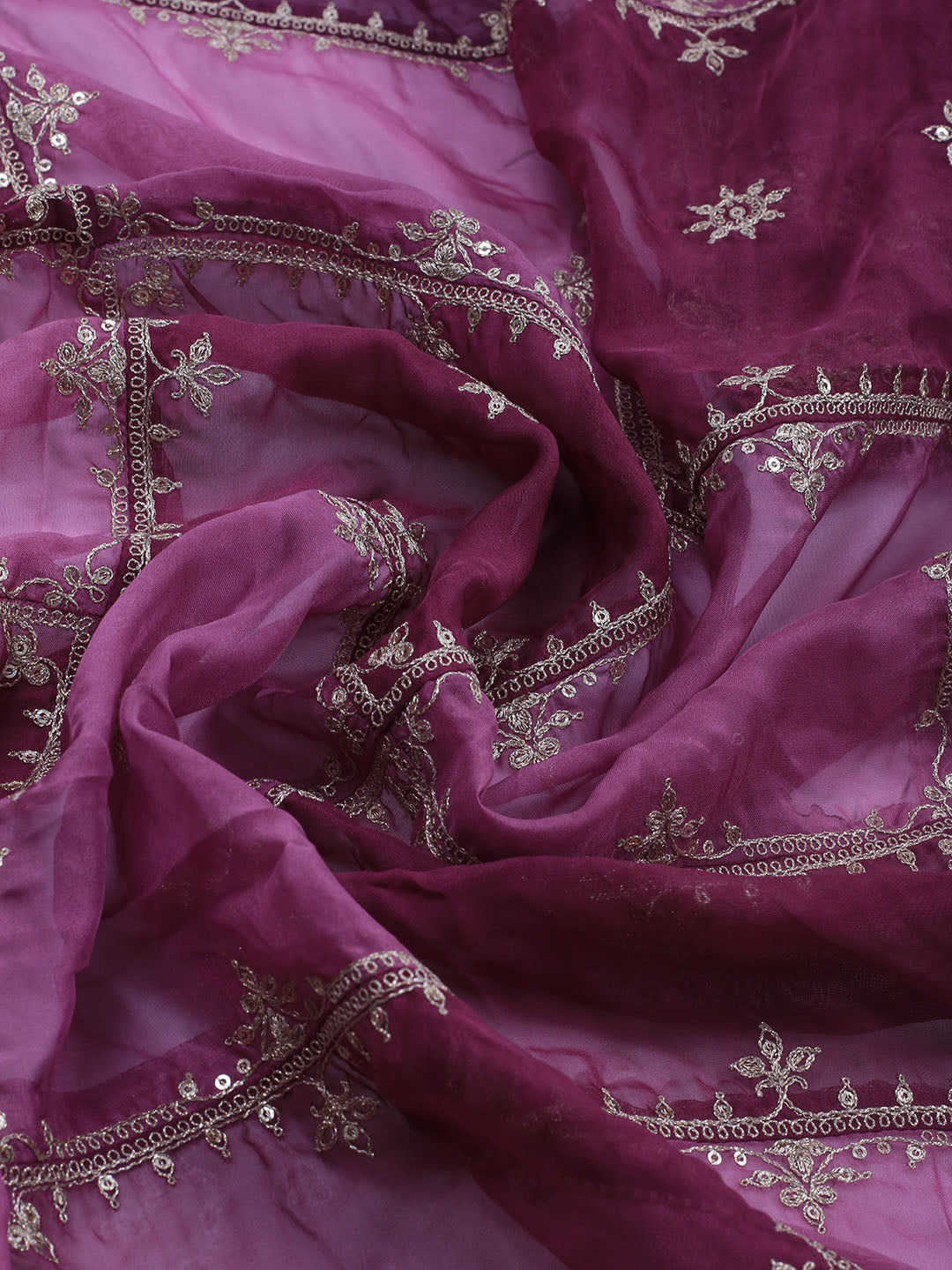 Embroidered Art Silk Unstitched Suit Piece With Dupatta