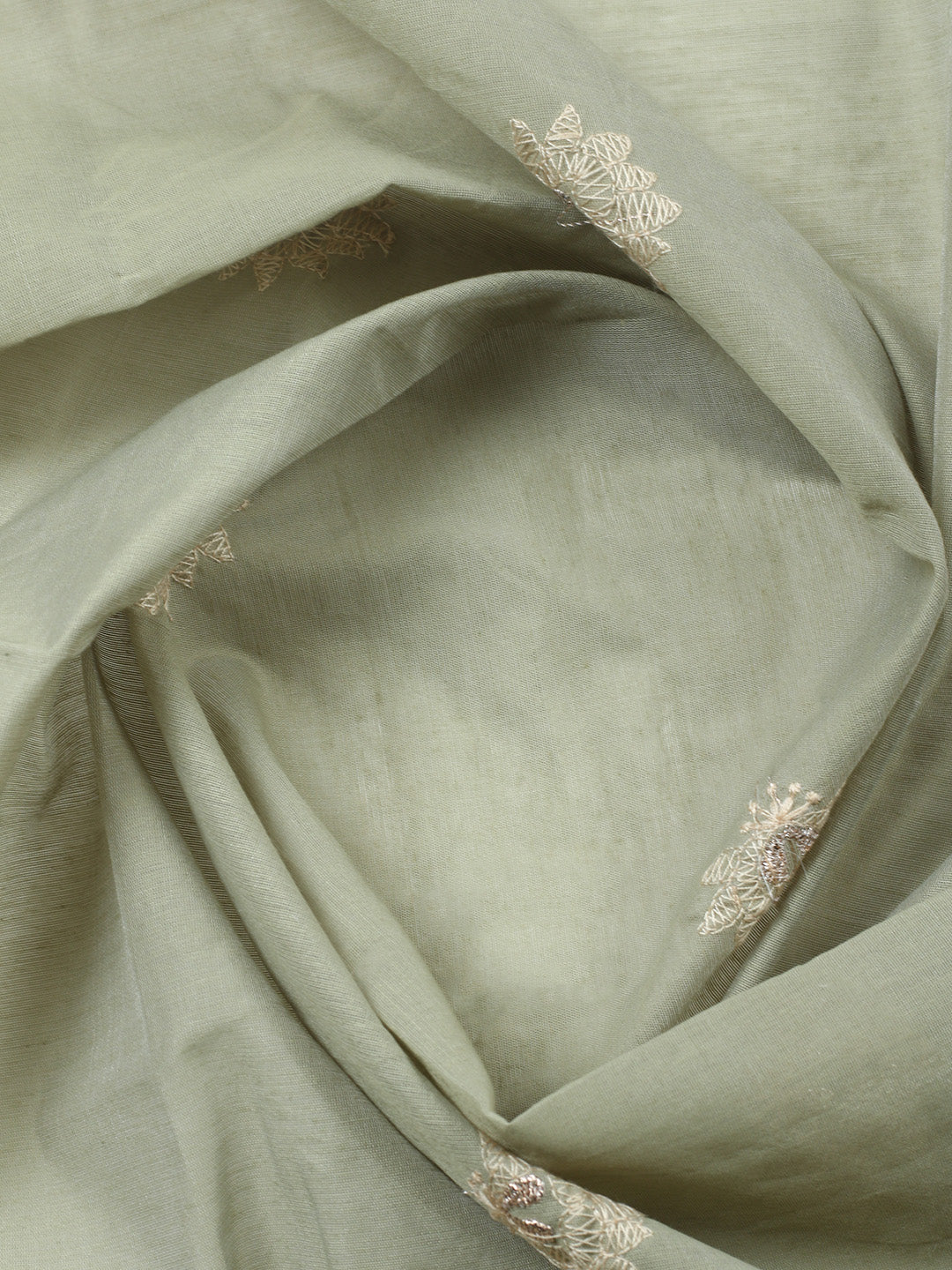 Embroidered Chanderi Unstitched Suit With Pant &amp; Dupatta