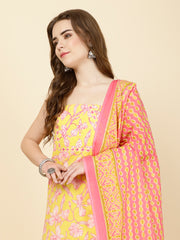 Printed Cotton Unstitched Suit Piece With Dupatta